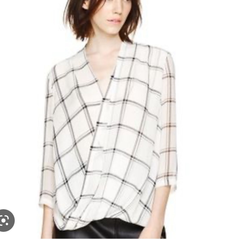 BABATON 💯 % Silk Beau 3/4 Sleeve Draped Crossover Blouse Size M